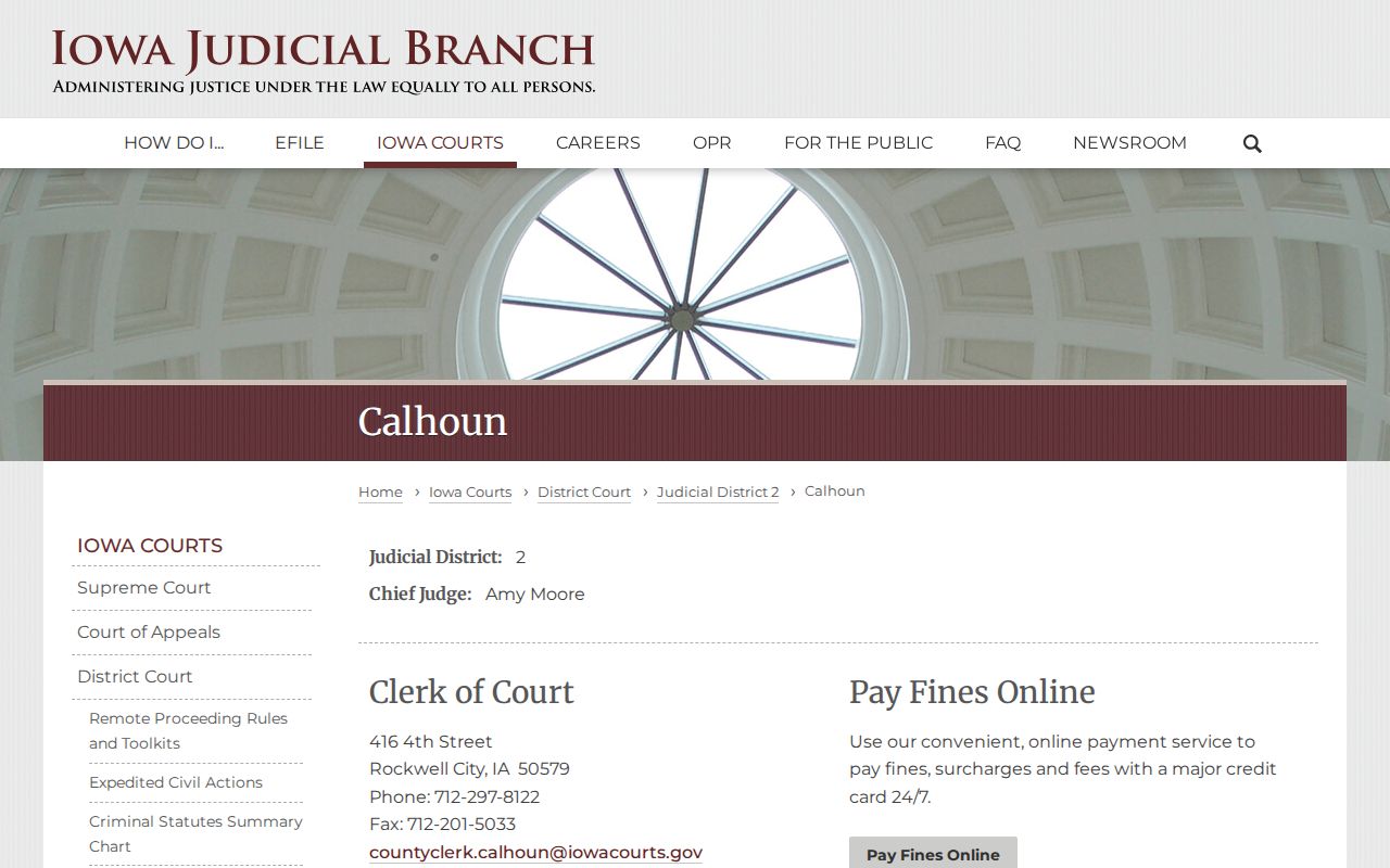 Calhoun County criminal case clerk and courthouse contact
