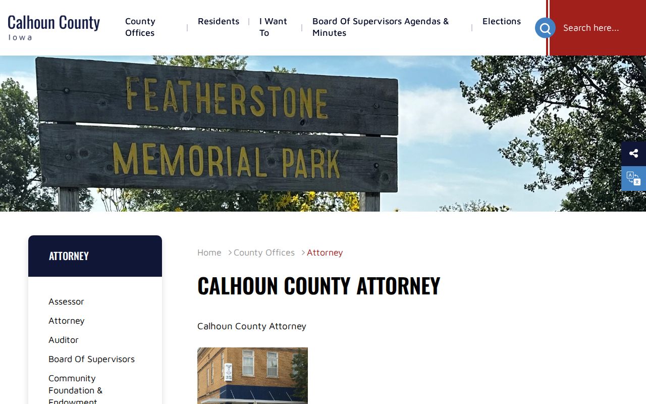 Calhoun County criminal history prosecutor office contact page