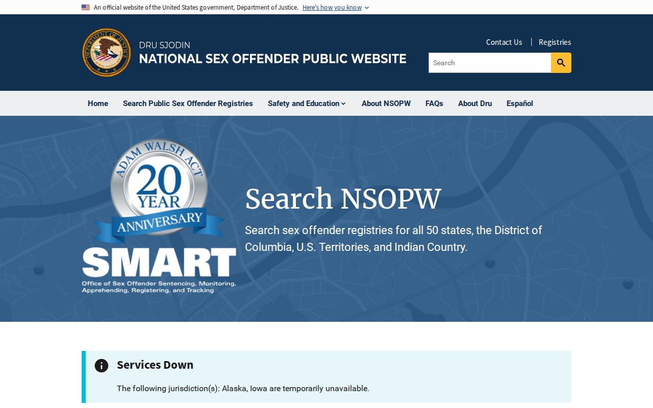 National registry search for Calhoun County sex offender awareness
